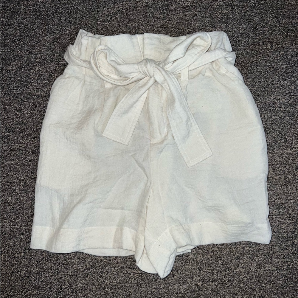 A New Day High Rise Tie Waist Shorts - White - Women’s XS